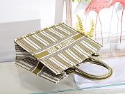 DIOR BOOK TOTE MATCHA GREEN & WHITE STRIPES EMBROIDERY M1286 SIZE 41.5x32x5 CM - 6