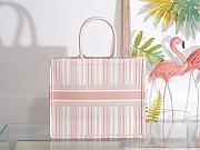 DIOR BOOK TOTE PINK & WHITE STRIPES EMBROIDERY M1286 SIZE 41.5x32x5 CM - 2