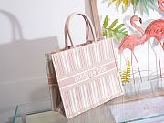 DIOR BOOK TOTE PINK & WHITE STRIPES EMBROIDERY M1286 SIZE 41.5x32x5 CM - 3