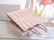 DIOR BOOK TOTE PINK & WHITE STRIPES EMBROIDERY M1286 SIZE 41.5x32x5 CM - 5