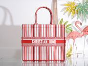 DIOR BOOK TOTE RED & WHITE STRIPES EMBROIDERY M1286 SIZE 41.5x32x5 CM - 1