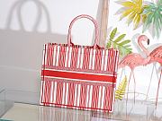 DIOR BOOK TOTE RED & WHITE STRIPES EMBROIDERY M1286 SIZE 41.5x32x5 CM - 4