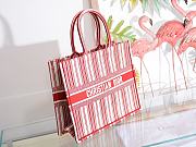 DIOR BOOK TOTE RED & WHITE STRIPES EMBROIDERY M1286 SIZE 41.5x32x5 CM - 5
