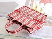 DIOR BOOK TOTE RED & WHITE STRIPES EMBROIDERY M1286 SIZE 41.5x32x5 CM - 6