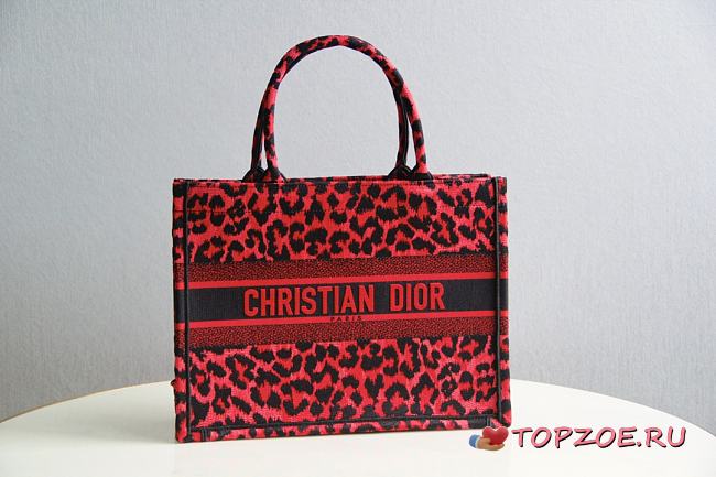 DIOR BOOK TOTE RED MIZZA EMBROIDERY M1286 SIZE 41.5x34.5x16 CM - 1