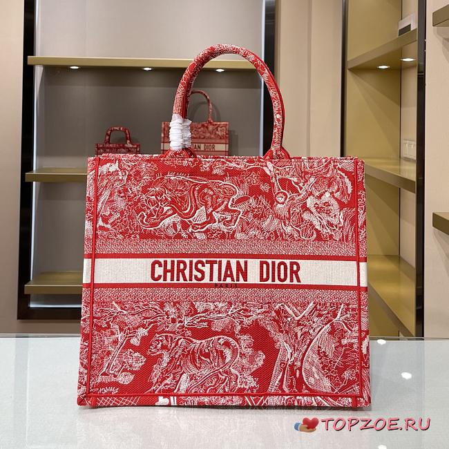 DIOR BOOK TOTE RASBERRY M1286 SIZE 41.5 x 38 x 18 CM - 1