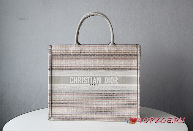 DIOR BOOK TOTE MULTICOLOR STRIPES EMBROIDERY M1286 SIZE 41.5 x 35 x 18 CM - 1