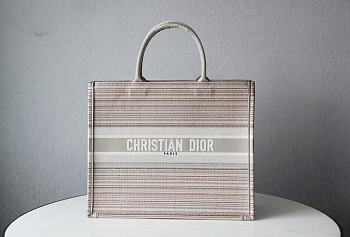 DIOR BOOK TOTE MULTICOLOR STRIPES EMBROIDERY M1286 SIZE 41.5 x 35 x 18 CM