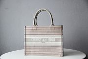DIOR SMALL BOOK TOTE MULTICOLOR STRIPES EMBROIDERY M1296 SIZE 36.5x28x16 CM - 1