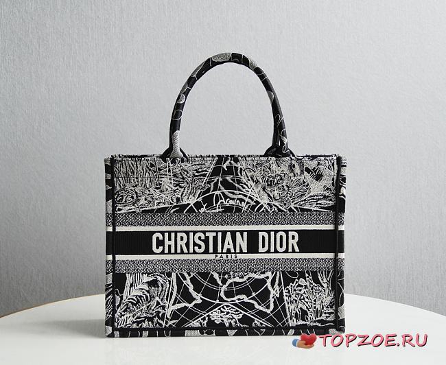 DIOR SMALL BOOK TOTE BLACK & WHITE M1296 SIZE 36.5x28x14 CM - 1
