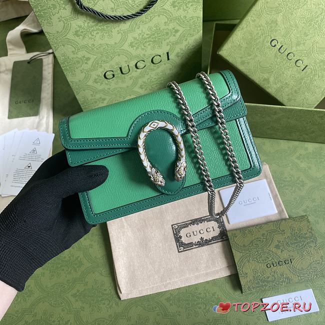 GUCCI DIONYSUS SUPER MINI BAG GREEN 476432 SIZE 16.5x10x4.5 CM - 1