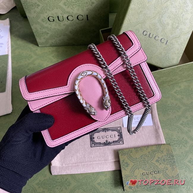 GUCCI DIONYSUS SUPER MINI BAG DARK RED 476432 SIZE 16.5x10x4.5 CM - 1