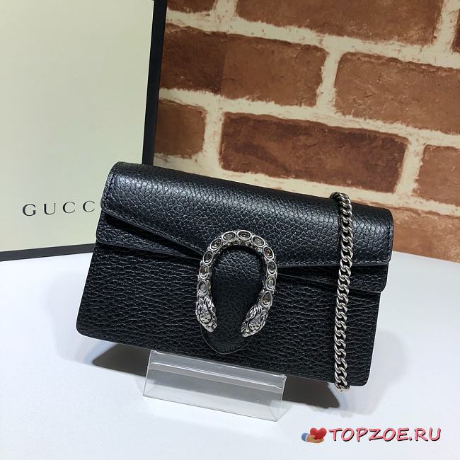 GUCCI DIONYSUS SUPER MINI BAG BLACK 476432 SIZE 16.5x10x4.5 CM - 1