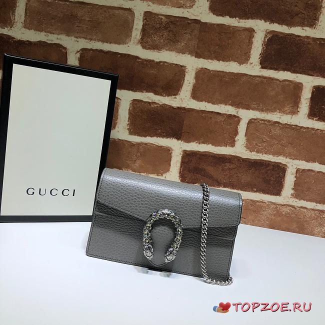 GUCCI DIONYSUS SUPER MINI BAG GRAY 476432 SIZE 16.5x10x4.5 CM - 1