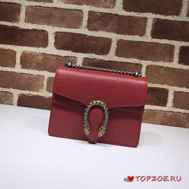 GUCCI DIONYSUS LEATHER MINI BAG RED 421970 SIZE 20 x 15.5 x 5 CM - 1