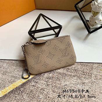 LV KEY POUCH KHAKI M69508 SIZE 13.8 x 9 x 1.5 CM