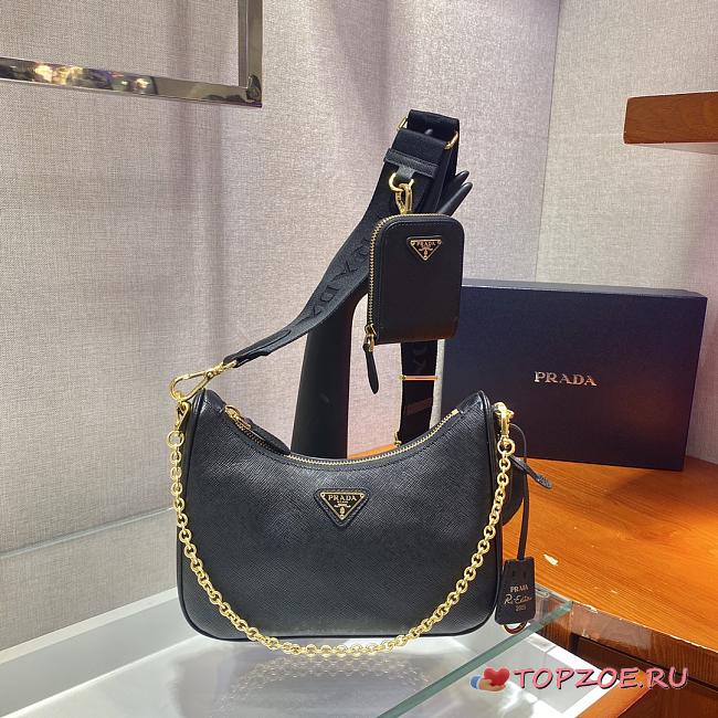 PRADA RE-EDITION 2005 SAFFIANO BLACK 1BH204 SIZE 23 x 17 x 6.5 CM - 1