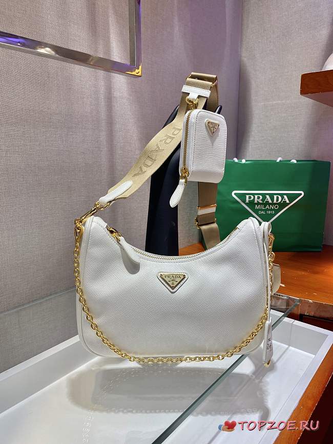 PRADA RE-EDITION 2005 SAFFIANO WHITE 1BH204 SIZE 23 x 17 x 6.5 CM - 1
