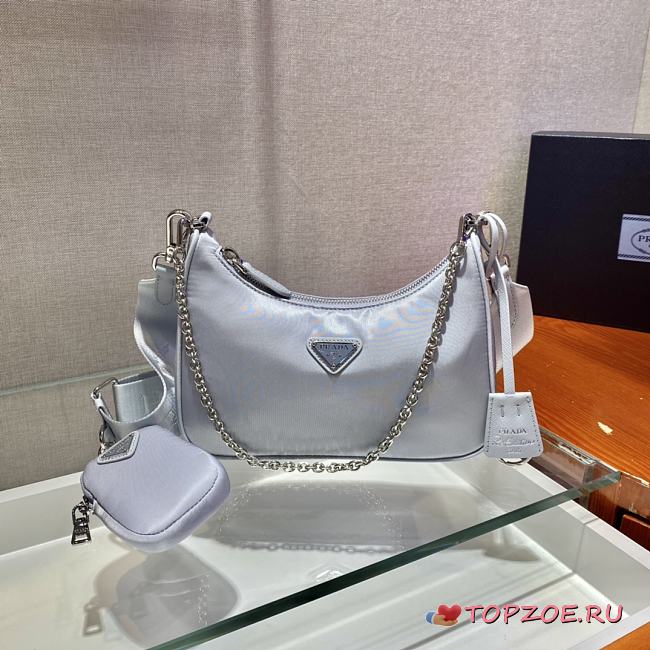 PRADA RE-EDITION 2005 SAFFIANO LIGHT BLUE 1BH204 SIZE 23 x 17 x 6.5 CM - 1