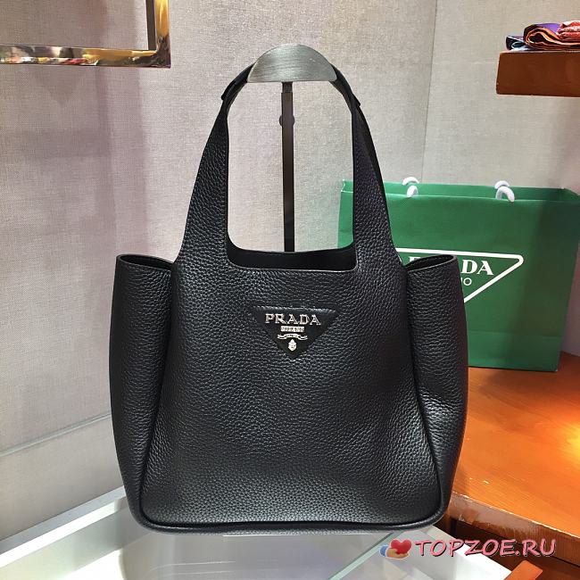 PRADA DYNAMIQUE LEATHER HANDBAG BLACK 1BG335 SIZE 25 x 21.5 x 14 CM - 1