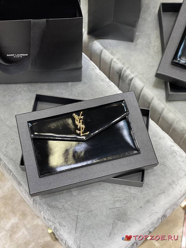 YSL UPTOWN POUCH IN SMOOTH LEATHER BLACK 565739 SIZE 27×16×2 CM - 1