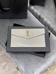 YSL UPTOWN POUCH IN CROCODILE WHITE LEATHER 565739 SIZE 27×16×2 CM - 1