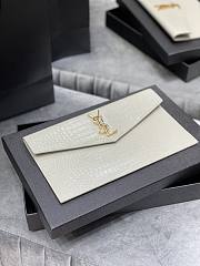YSL UPTOWN POUCH IN CROCODILE WHITE LEATHER 565739 SIZE 27×16×2 CM - 6