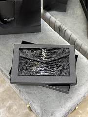 YSL UPTOWN POUCH IN CROCODILE LEATHER SILVER HARDWARE 565739 SIZE 27×16×2 CM - 1