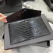 YSL UPTOWN POUCH IN CROCODILE LEATHER SILVER HARDWARE 565739 SIZE 27×16×2 CM - 3