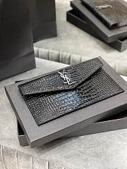 YSL UPTOWN POUCH IN CROCODILE LEATHER SILVER HARDWARE 565739 SIZE 27×16×2 CM - 5