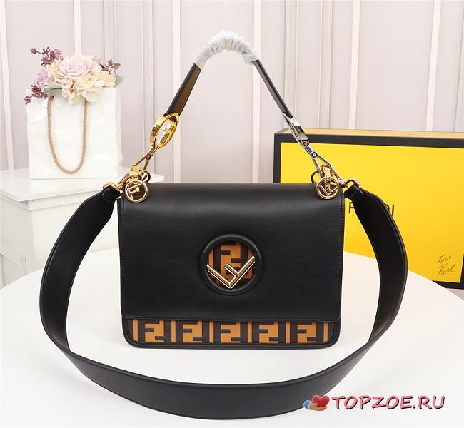 FENDI KAN I F BLACK 8BT284 SIZE 25 x 18 x 10.5 CM - 1