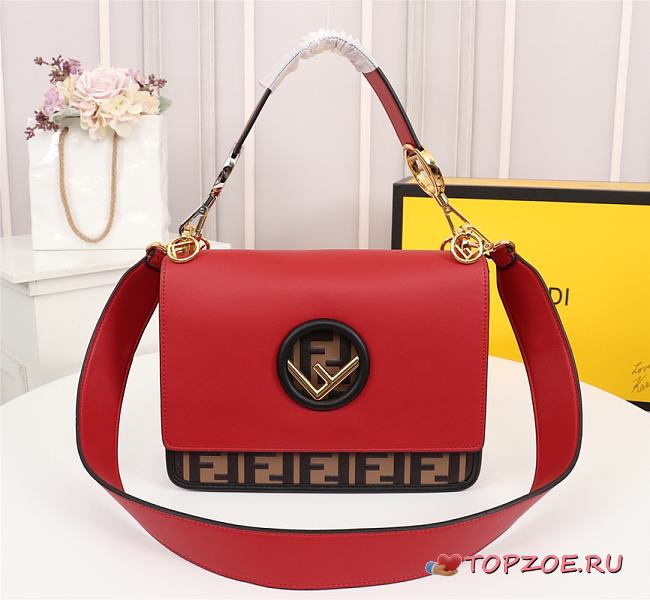 FENDI KAN I F RED 8BT284 SIZE 25 x 18 x 10.5 CM - 1