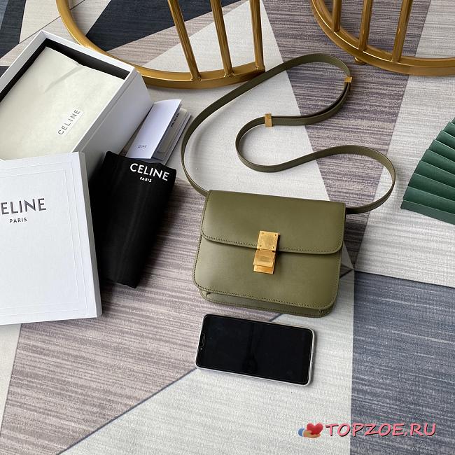 CELINE TEEN CLASSIC BAG IN BOX MATCHA GREEN 192523 SIZE 18x15x6 CM - 1