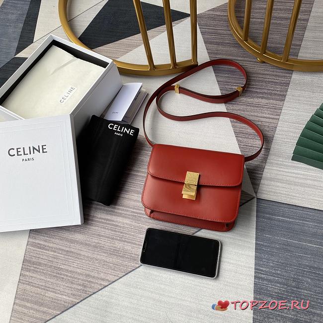 CELINE TEEN CLASSIC BAG IN BOX RED 192523 SIZE 18x15x6 CM - 1
