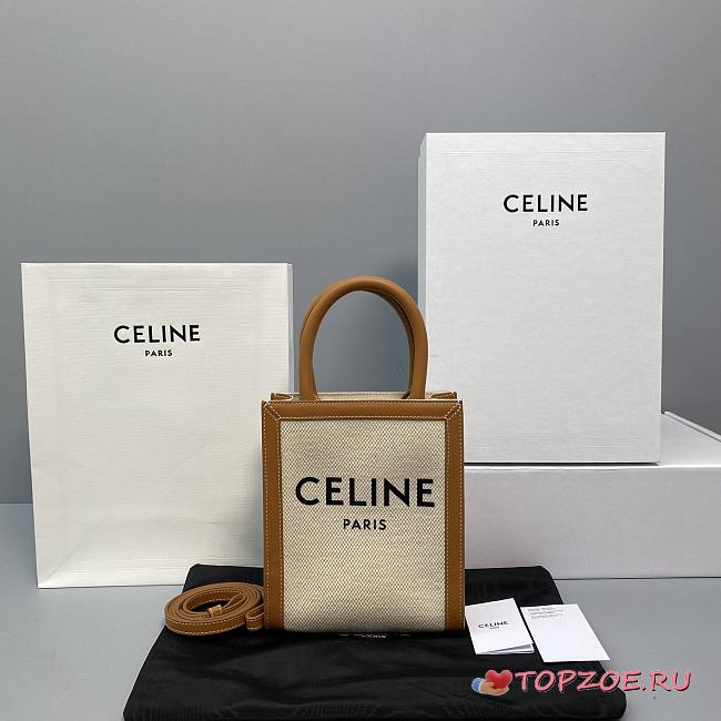 CELINE MINI VERTICAL CABAS CELINE IN TEXTILE 193302 SIZE 20x17x6 CM - 1