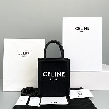 CELINE MINI VERTICAL CABAS CELINE IN TEXTILE BLACK 193302 SIZE 20x17x6 CM