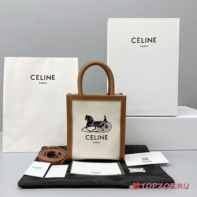CELINE MINI VERTICAL CABAS CELINEWITH SULKY PRINT 193302 SIZE 20x17x6 CM - 1