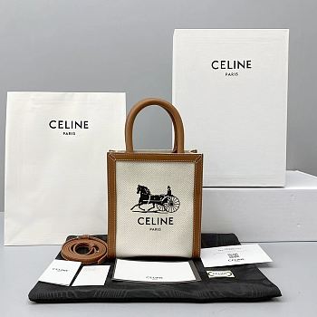 mini vertical cabas celine in textile with sulky print and calfskin