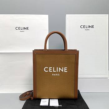 mini vertical cabas celine in textile with sulky print and calfskin