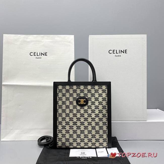 CELINE SMALL CABAS VERTICAL WITH TRIOMPHE EMBROIDERY 194352 SIZE 33x29x8 CM - 1