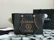 CHANEL CANVAS DEAUVILLE TOTE BLACK A66941 SIZE 33 CM - 1