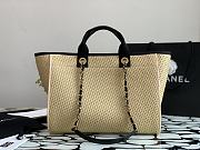 CHANEL CANVAS LARGE DEAUVILLE TOTE BEIGE A66942 SIZE 38 CM - 2
