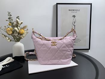 CHANEL CRUMPLED LAMBSKIN MINI HOBO BAG PINK 15CM