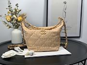 CHANEL CRUMPLED LAMBSKIN MINI HOBO BAG BEIGE 15CM - 1