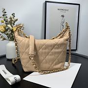 CHANEL CRUMPLED LAMBSKIN MINI HOBO BAG BEIGE 15CM - 4