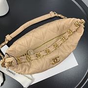 CHANEL CRUMPLED LAMBSKIN MINI HOBO BAG BEIGE 15CM - 5