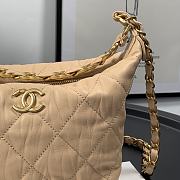 CHANEL CRUMPLED LAMBSKIN MINI HOBO BAG BEIGE 15CM - 6