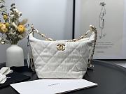 CHANEL CRUMPLED LAMBSKIN MINI HOBO BAG WHITE 15CM - 1