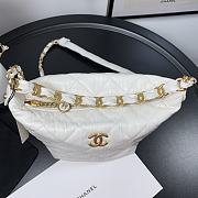 CHANEL CRUMPLED LAMBSKIN MINI HOBO BAG WHITE 15CM - 4