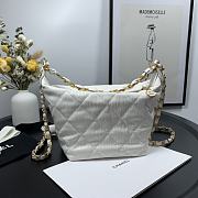 CHANEL CRUMPLED LAMBSKIN MINI HOBO BAG WHITE 15CM - 5